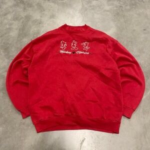 Vintage y2k 90s red Mickey Mouse Disney spellout crewneck sweatshirt